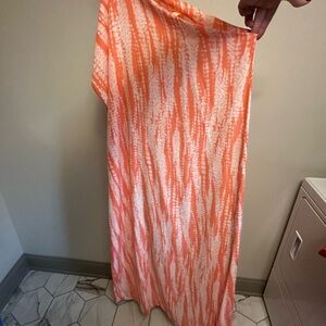 Orange and White Tie-Dye Maxi Skirt